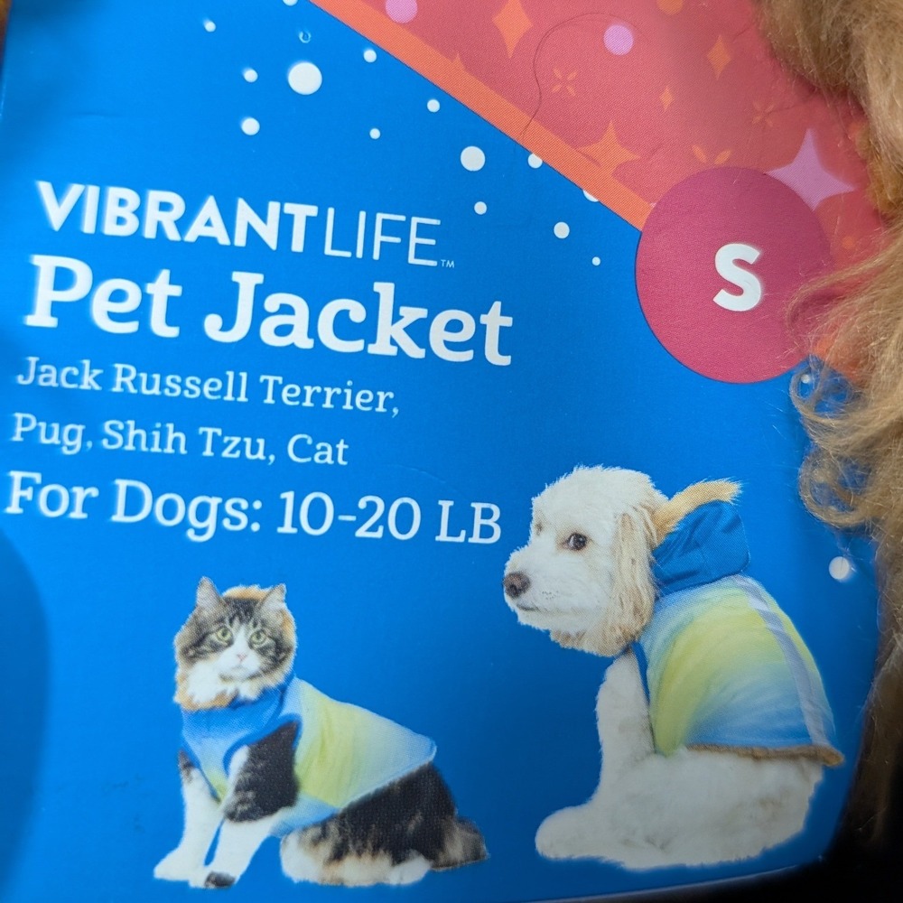 Vibrant Life Pet Jacket Blue Green Ombre Faux Fur Dog Cat Coat‎ Small 10-20lb